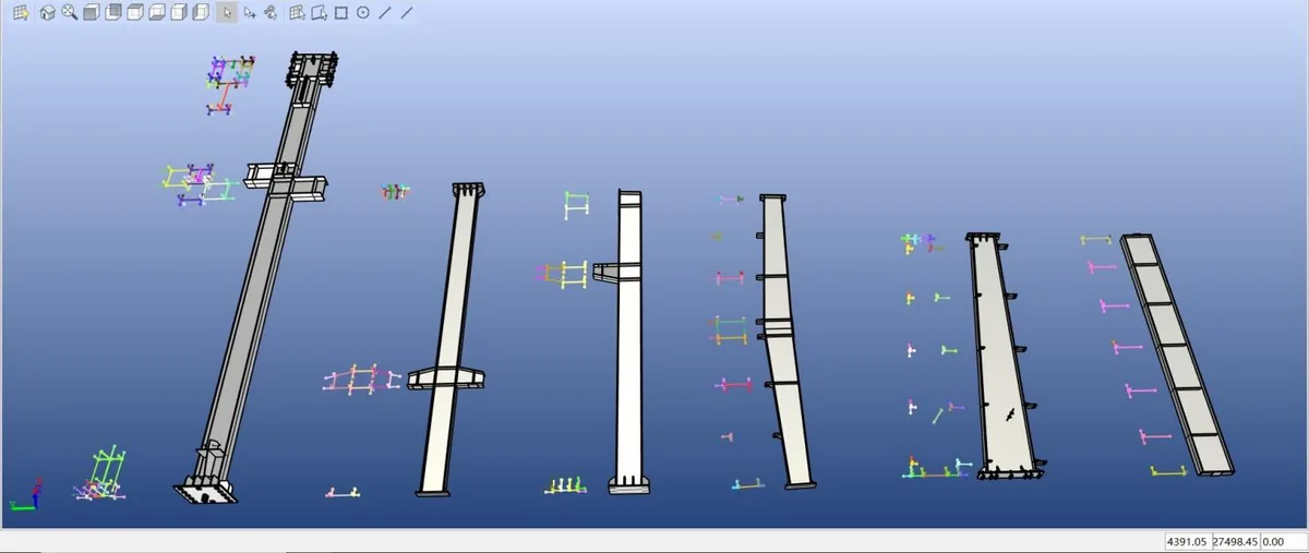 3D models of columns, crane beams and plate units for robotic welding